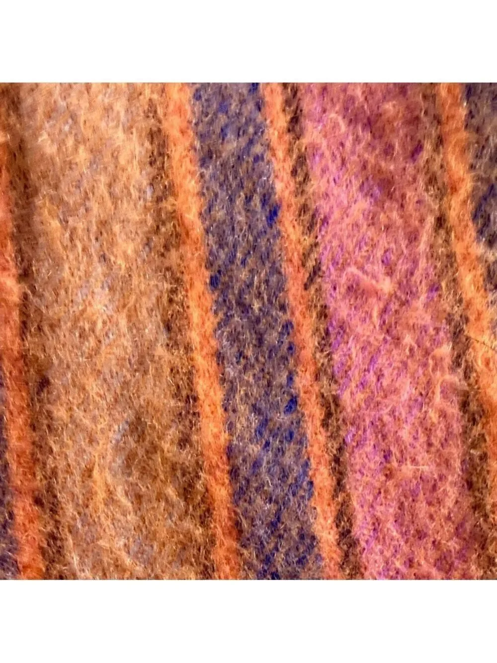 Cashmere Orange & Purple Striped Scarf Made in Scotland 100%